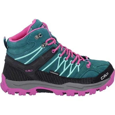 Image de CMP KIDS Rigel MID Trekking Shoes WP Unisex Chaussures de marche pour enfants, Taille: 29, Lake/pink fluo Cuir et textile