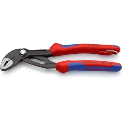 Image de Knipex Cobra® Pince multiprise de pointe grise atramentisée, avec gaines bi matière, œillet intégré pour fixation d’un dispositif antichute 180 mm 87 02 T