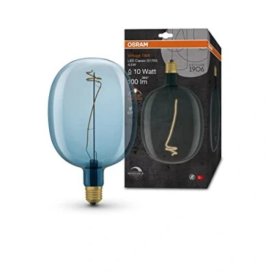 Image de OSRAM Vintage 1906 green tinted LED lamp, 4.5W, 100lm, balloon shape with 170mm diameter &amp; E27 base, warm white light, dimmable filament, life of up to 15,000 hours