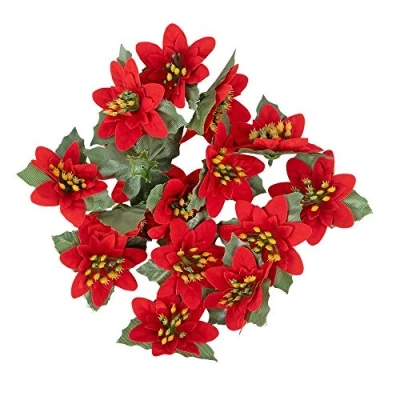 Image de Ideen mit Herz fleurs décoratives artificielles Têtes de Différentes variétés Environ Ø 4 5 cm (étoile Noël 1 rouge 15 pièces)