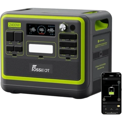 Image de FOSSiBOT Generateur Electrique Solaire Portable 2400W F2400, 2048Wh LiFePO4 Batterie de Secours avec 3 Sorties CA (4800W Pic), Groupe Électrogène pour Camping car