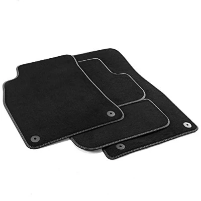 Image de MTM PRO 147 Tapis pour Audi A4 (B8) 01.2008&gt;2015, sur Mesure en Velours, Bords Similicuir et Double Surpiqûre Chromée