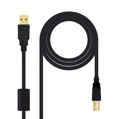 Image de Câble d&#039;imprimante Nanocable avec ferrite USB B 2.0 mâle vers A 3 m Neuf