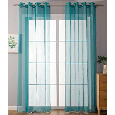Image de Gardinenbox 20332 cn2 Lot de 2 Rideaux à œillets Transparents uni Turquoise 225 x 140 cm
