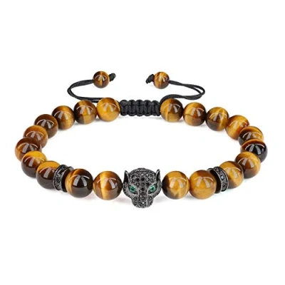 Image de COAI Bracelet Ajustable Léopard Pierres Véritables Œil de Tigre Jaune Homme