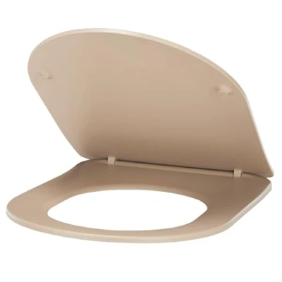 Image de Abattant WC couleur Taupe universel clipsable/nettoyage facile lunette de toilettes Thermodur extra plat frein chute forme D NOYON &amp; THIEBAULT