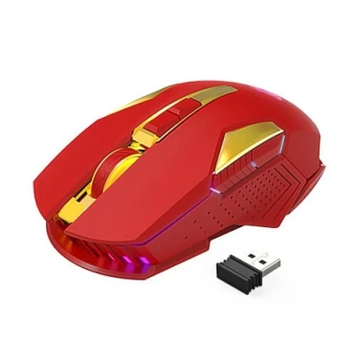 Image de souris de jeu sans fil, MAGIC REFINER X18 G502 2.4G d&#039;ordinateur clic silencieux avec récepteur USB, optique 2400 DPI, lumière 7 RVB, batterie longue durée rechargeable, pour PC/PS4 Rouge