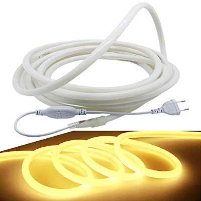Image de FOLGEMIR 20m Ruban de néon ronde, luminescent à 360 Blanc Chaud, Bande LED 2835 SMD 120 LEDs/m, éclairage lumineux sans points lumière, 220V 230V strip, IP65 étanche