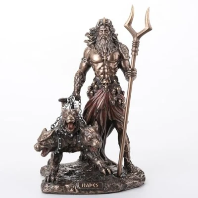 Image de Veronese Design Statue du dieu grec Hadès de l&#039; avec Cerbère en résine coulée à froid Finition bronze 16,5 cm