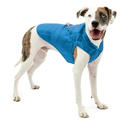 Image de Kurgo Veste pour chien Loft, Combinable avec un harnais chien, résistant à l&#039;eau et bande réfléchissante, Idéal l&#039;hiver, taille L, bleu/orange