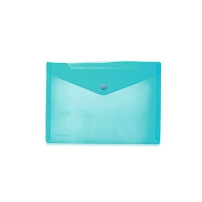 Image de HERMA 20059 Porte documents A5 transparent bleu clair, petites pochettes transparentes avec bouton pression, enveloppe en plastique pour l&#039;école, l&#039;université, le bureau, les voyages