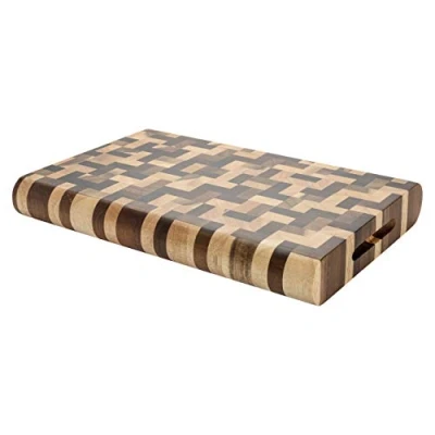 Image de Rockingham Forge Planche à Découper Rectangulaire Avec Bords Arrondis, Extra Épaisse, Bois Naturelle, 30 x 20 3,8 cm