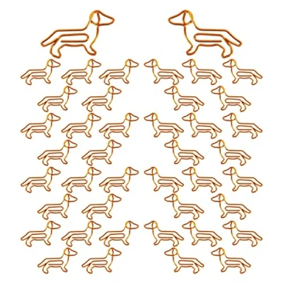 Image de 50 Trombones Dorés,Trombone en Forme de Chien,Trombones pour Papier Fantaisie la Papeterie Fournitures Bureau Affiche et Photo
