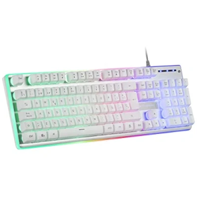 Image de Mars Gaming MK220W Blanc, Clavier H Mech, FRGB Rainbow et Halo, Antighosting, Langue Portugaise