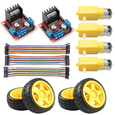 Image de KeeYees L298N Module d&#039;Entraînement Contrôleur de Moteur Pas à Double Pont en H avec DC et Roue Voiture Intelligente Compatible Arduino