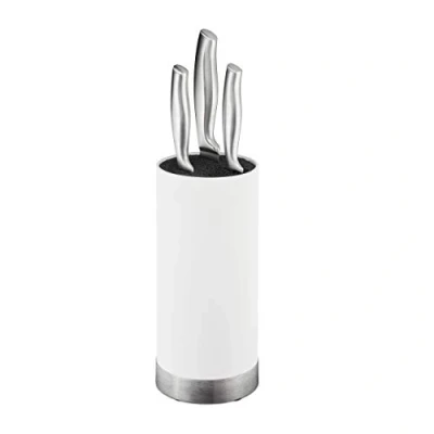 Image de Relaxdays Rangement Couteaux, Rond, Knife Block Non Garni, avec Insert en tiges Plastiques, H x D 22 11 cm, Blanc