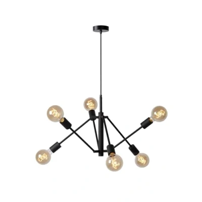 Image de LUCIDE LESTER Suspension 6xE27 Noir