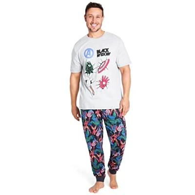 Image de Marvel Deadpool and Wolverine Ensembles de Pyjama Homme Hiver Cadeau et Ado (Grise Noir Veuve, L)