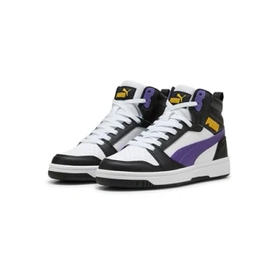 Image de PUMA Rebound V6 Mid JR Basket, White Team Violet Black, 38.5 EU