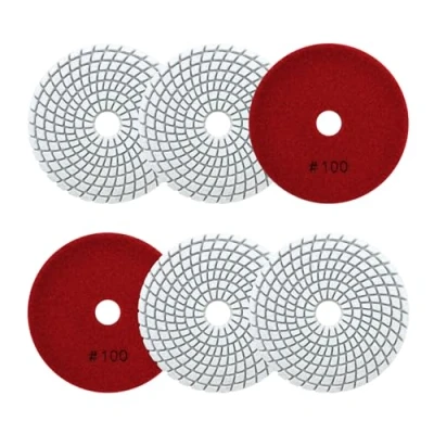 Image de SANLEETEK Disque Diamant Polissage 4&quot;/100mm 6 Pièces Grain 100 Pads pour Granit Marbre Pierre Artificielle Quartz Meuleuse D&#039;angle