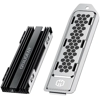 Image de GRAUGEAR Dissipateur thermique pour SSD M.2 NVMe 2280 compatible PS5, kit de refroidissement complet avec capot protégé contre la poussière