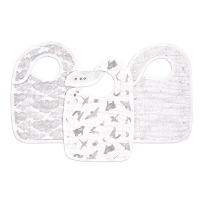 Image de aden + anais Bavoir à pression, 100% mousseline de coton biologique, 3 épaisseurs usage multiple, super doux et absorbant, Lot 3, map the stars