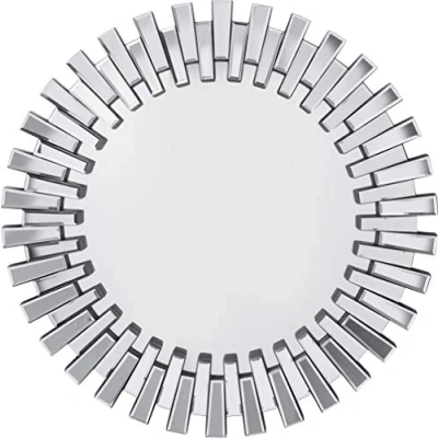 Image de Kare Design Miroir Sprocket, Verre, Rond, Grand, Forme Comme un Soleil, Diamètre 92 cm, Mural, Deco Intérieur, Decoration Chambre, Salon, Couloir