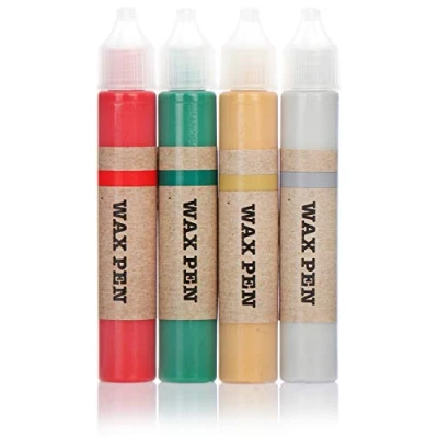 Image de com four® Ensemble de 4 stylos à Cire pour Bougies revêtement dans Superbes Couleurs Stylo Bougie Peindre des (04 pièces Crayons Cire)