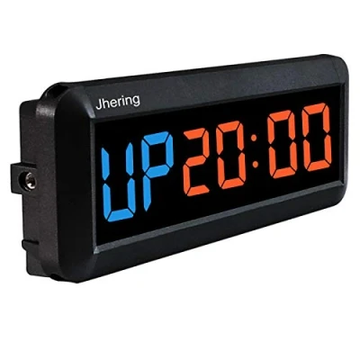 Image de Jhering LED Minuterie d&#039;intervalle, Compte à rebours Horloge,Chronomètre, de Gymnastique avec télécommande, d&#039;entraînement pour la Remise en Forme au Garage Domicile(Bleu/Rouge)