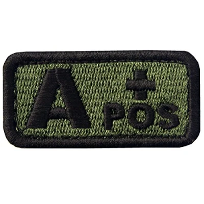 Image de Tactique Type A Positif Groupe sanguin emblème Brodé Fastener à Crochet et Boucle Patch, Olive Drab