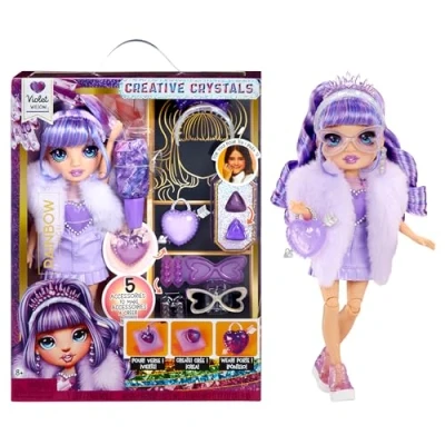 Image de RAINBOW HIGH Creative Crystals Violet Poupée Mannequin Violette de 28 cm avec Kit DIY Accessoire en Cristal, Bague pour Vous, Jeu Résine, Cadeau Enfants + 8 Ans, Non Comestible