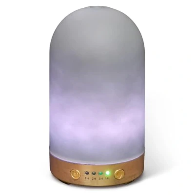 Image de Earnest Living Diffuseur d&#039;huiles essentielles en Verre avec Finition Minimaliste de Ciment, 4 minuteries, 7 Couleurs, aromathérapie, Relaxation