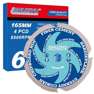 Image de LSHUZIYU, 165mm 4PCD, Trou Central 20mm, Diamant Polycristallin Lame de Scie Circulaire pour Fibrociment