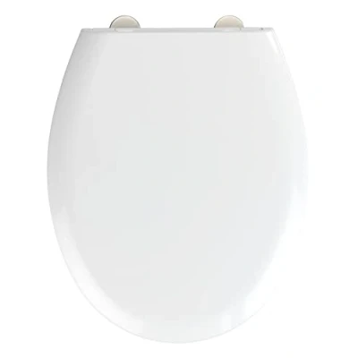 Image de WENKO Abattant WC Rieti avec Frein de Chute clipsable Fixation INOX Installation facile Assise jusqu&#039;à 350 kg Duroplast résistant et hygiénique 37 x 44.5 cm Blanc