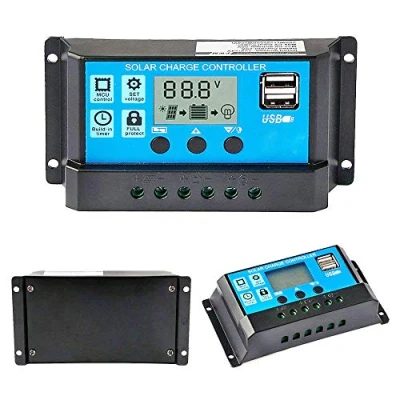 Image de Y&amp;H Contrôleur de charge solaire 30 A 12 V/24 V Régulateur intelligent avec double port USB 5 Contrôle la minuterie Écran LCD