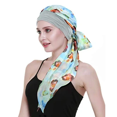 Image de Cheveux Turbans Chapeaux pour Les Femmes Cancer Perruque de Longs Chef conclut la pac Foulard,vert multicolore,Taille unique