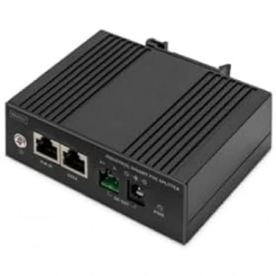 Image de DIGITUS Répartiteur Industriel Gigabit Ethernet PoE 60W 10/100/1000 Mbps Montage sur Rail DIN Noir