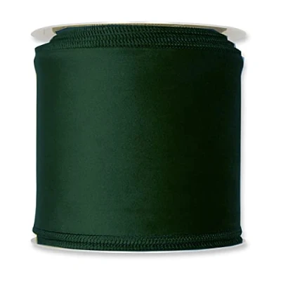 Image de FloristryWarehouse Ruban de Noël en velours vert sapin 100 mm large sur un rouleau 8 m long avec bord métallique
