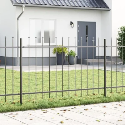 Image de Clôture de jardin vidaXL avec sommet en pointe gris 3,4x1,2 m acier 3334031
