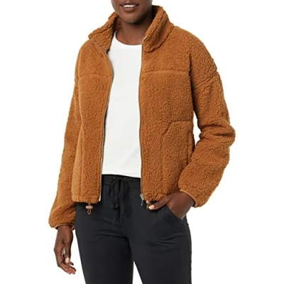 Image de Amazon Essentials Veste en Molleton Sherpa Entièrement Zippé Femme, Havane Foncé, XL
