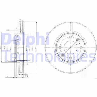 Image de DELPHI BG3800 Disque de frein 280 26 4 ventilé huilé non traité sans roulement roue, bague ABS KIA: CARENS 2