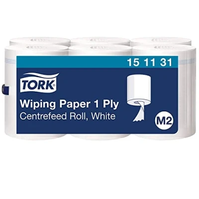Image de Tork Papier d&#039;Essuyage à Dévidage Central blanc M2, Absorbant, 6 bobines, 151131, x 275m 21.5