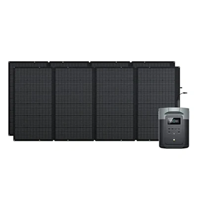 Image de Générateur solaire EcoFlow DELTA 2 Max 2048 Wh avec Portable panneau 400W*2 Batterie LFP de secours, Sortie CA 3 100 W Charge rapide 0% 80% en 53 minutes pour extérieur, camping, VR, balcon