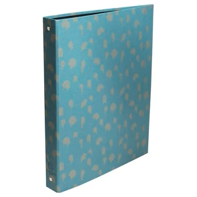 Image de Exacompta Réf. 51450E Carton de 10 classeurs rigides rembordés papier imprimé or NeoDeco 4 anneaux ronds dos 40 mm Format extérieur : 32x26 cm à classer A4 3 couleurs assorties