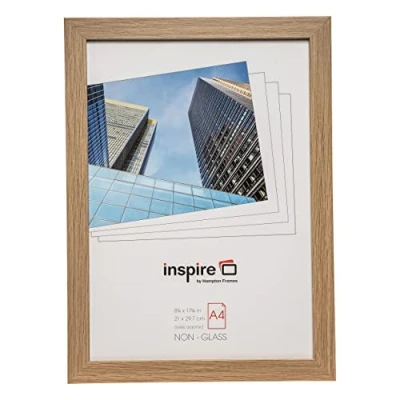 Image de Hampton Frames Sorbonne SORA4NG Cadre photo en plexiglas sans verre Effet chêne, Format A4 (21 x 30 cm)