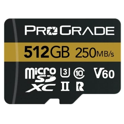 Image de ProGrade Digital Carte microSD V60 (512 Go) testée pour Les appareils de Cartes SD Pleine Taille Jusqu&#039;à 250 Mo/s en Lecture, 130 écriture