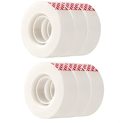 Image de Amazon Basics Lot de 6 rubans adhésifs mat, conçu pour la réparation, recharges ruban adhésif, Translucide, 1,9 cm x 25,4 m
