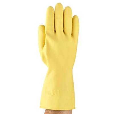 Image de Ansell Suregrip G04Y Gants en latex de caoutchouc naturel, protection contre les produits chimiques et liquides, Jaune, Taille 8.5, 1 paire