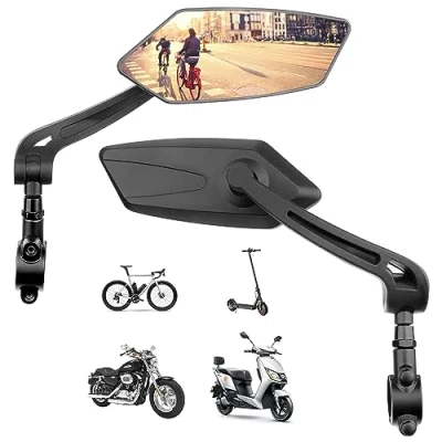 Image de 2 Retroviseur Velo, Rétroviseur Trottinette Électrique Vélo Réglable à 360, Pour Vélos, Trotinette, Voitures électriques, Motos Guidon de 22 25 mm