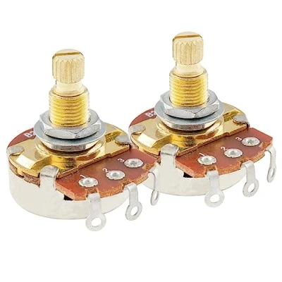 Image de Musiclily Pro Filetage Laiton Full Taille Métrique Split Shaft Control Pots B25K Potentiomètres Linear Taper pour Guitare (Lot de 2)